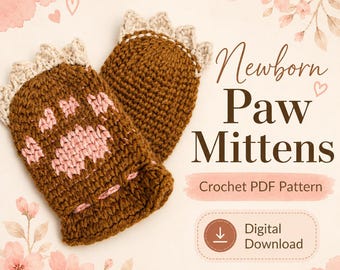 Neugeborenen Paw Fäustlinge Häkelanleitung PDF | Digitaler Download | Baby Foto Requisite