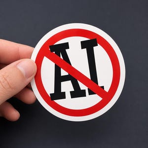 No AI Prohibition Sign Sticker, Waterproof Vinyl Sticker