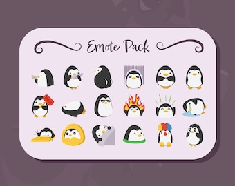 Twitch Emote Pack | Süßer Pinguin Emotes | 18 Sofort einsatzbereite Emotes!