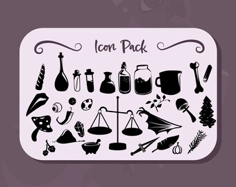 Witches' Brew Silhouette Clip Art Pack | 29 Einzigartige SVGs & PNGs | Halloween Digitale | Trank Zutaten und Werkzeuge