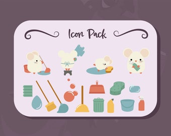 Quietschende Clip Art Pack | 20 Einzigartige SVGs & PNGs | Reinigung Digital Journal Aktiva