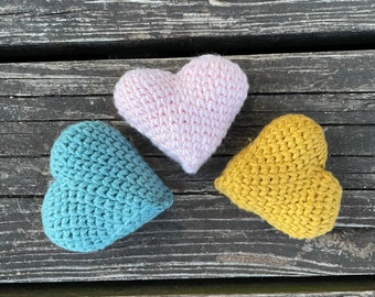 Set of Three Sweet Heart Cat Toys | 100% Cotton | Hand Crocheted