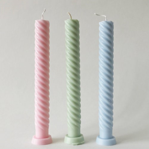 Twist Taper Candle. Pastel Candle Aesthetics. Soy Wax Candles. Etsy