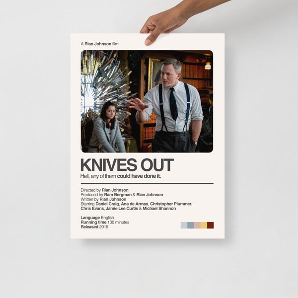 KNIVES OUT Rian Johnson Minimalist Poster 2019 Crime Drama Comedy Detective Thriller Daniel Craig Ana De Armas Jamie Lee Curtis