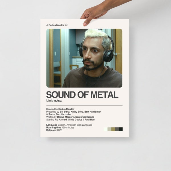 SOUND OF METAL Riz Ahmed Olivia Cooke Darius Marder Movie Poster 2020 2021 Oscars Best Picture Best Actor Minimalist Poster Film Print