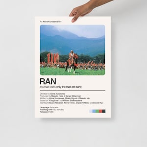 RAN AKIRA KUROSAWA minimalistischen Film Film Poster Druck japanische Klassische 1985