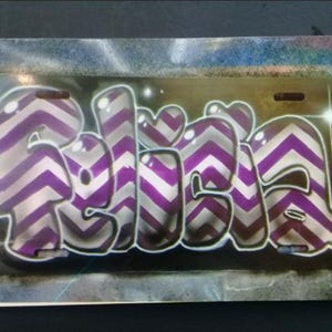 Chevron Name Plate, Custom License Plate, Name Tag, Airbrush Tag, Custom Tag, Vanity Plate, Custom Airbrush Tag, Airbrush License Plate