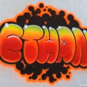 Custom Airbrush Name Shirt, Shirt with My Name, Spray Shirt, Vintage Airbrush Shirt, Vintage Spray Shirt, Airbrush Shirt on Black