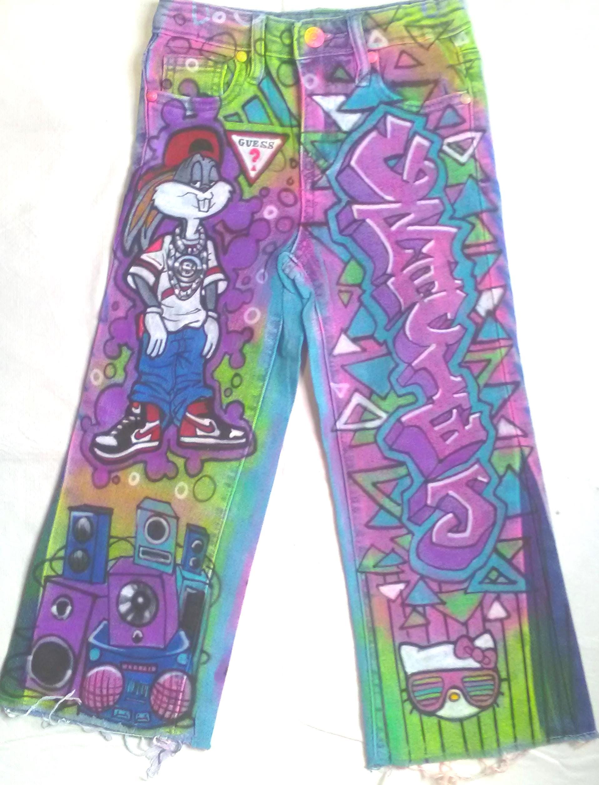 90s Graffiti Airbrush Jeans: Custom Denim Art (you Provide the 