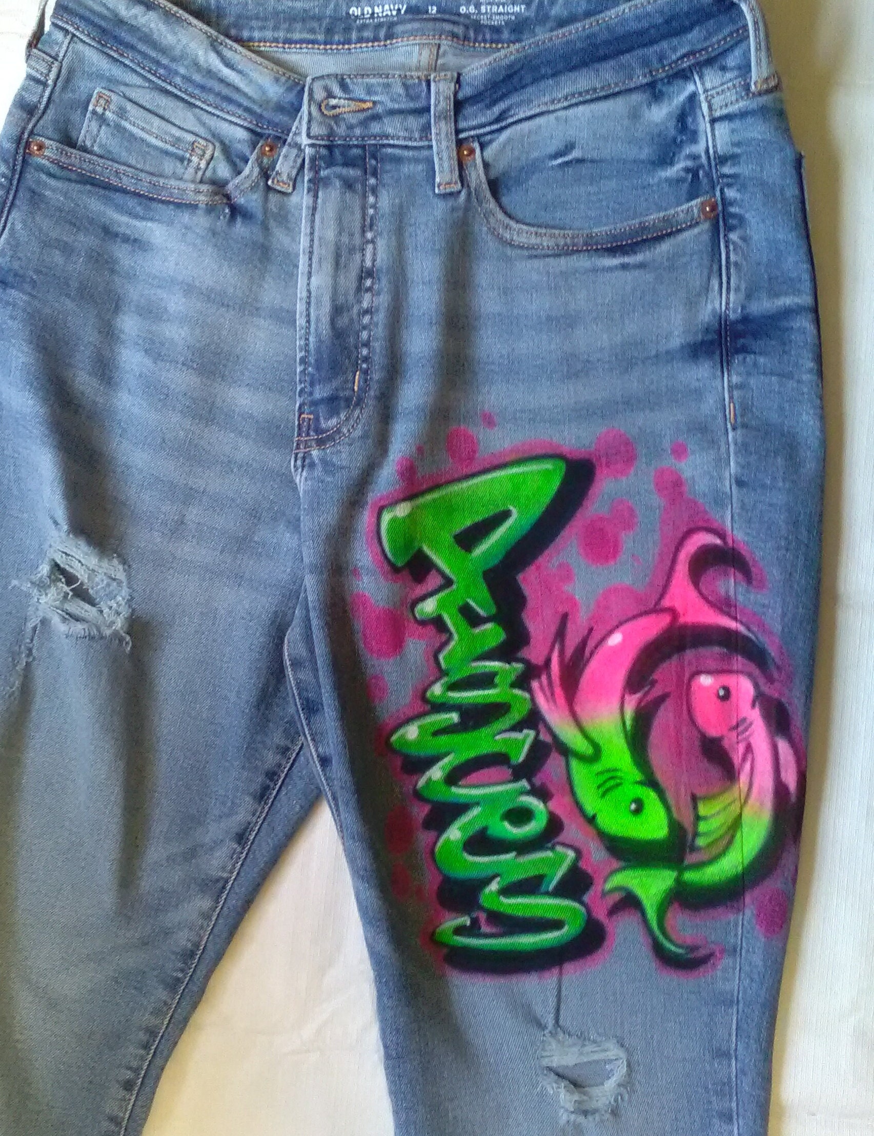 Spray Painted 90s Jeans - Etsy