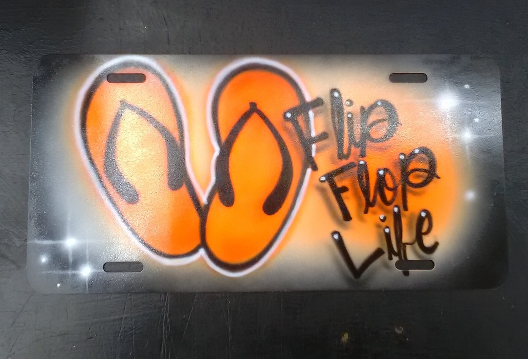 Airbrush Flip Flop License Plate Custom License Plateflip Etsy