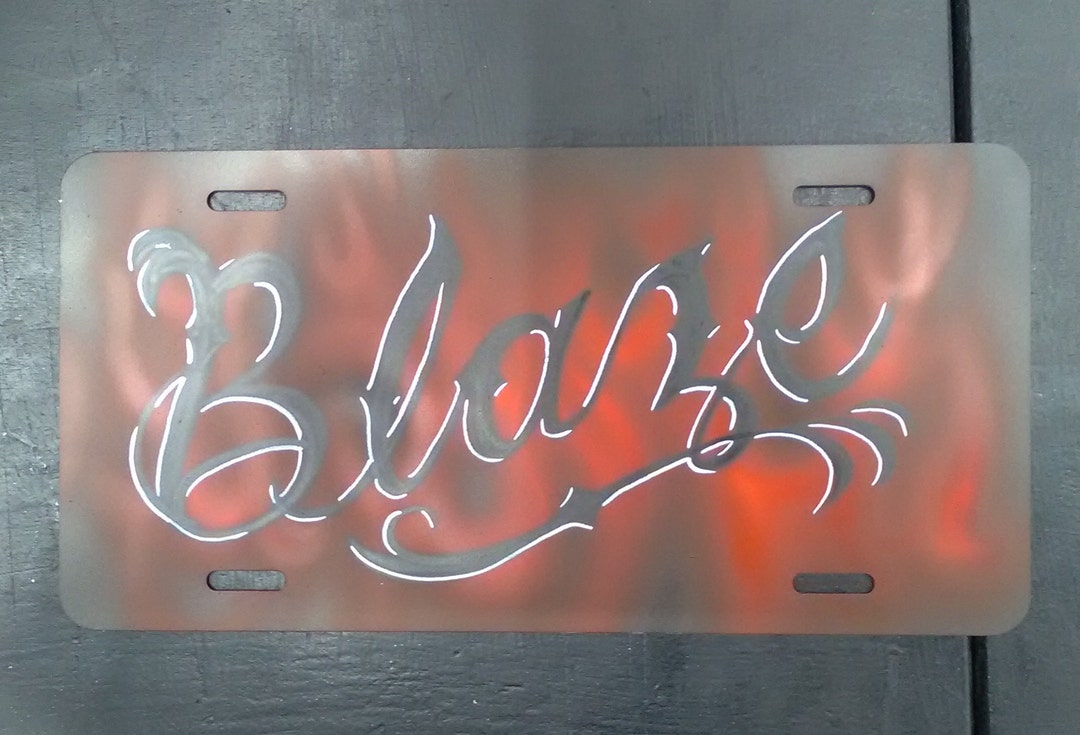 Airbrush Name Plate Custom License Plate Name Tag Airbrush Etsy
