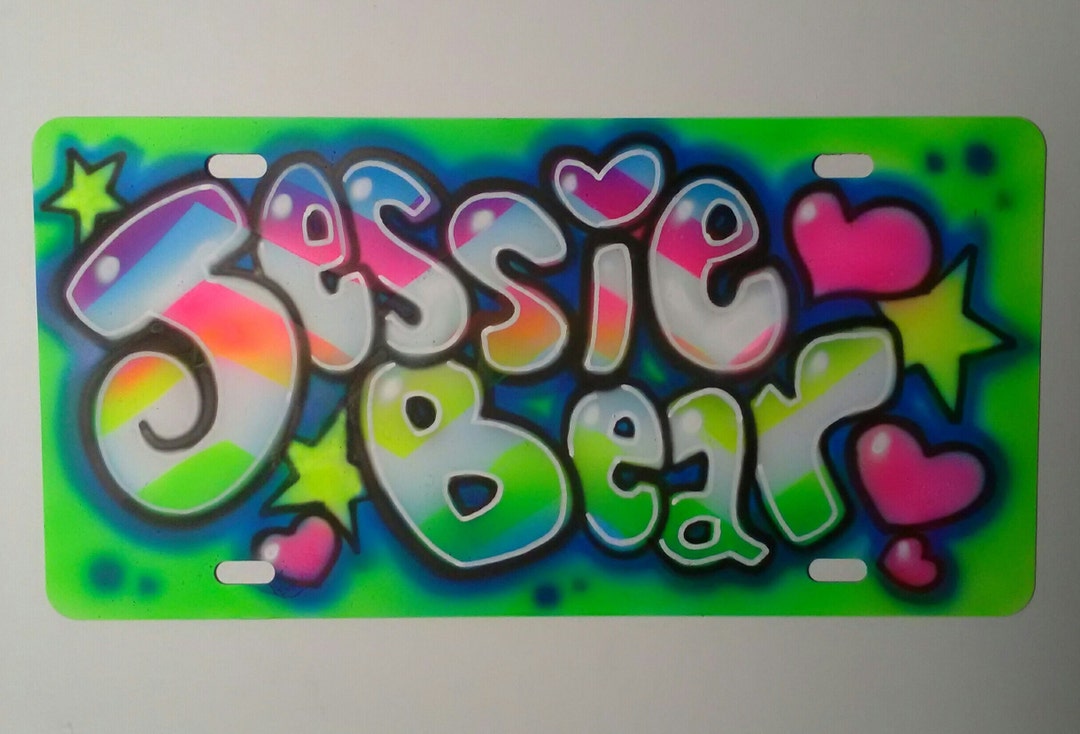 Airbrush Name Plate, Custom License Plate, Name Tag, Airbrush Tag