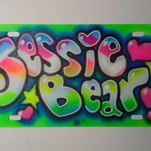 Airbrush Name Plate, Custom License Plate, Name Tag, Airbrush Tag, Custom Tag, Vanity Plate, Custom Airbrush Tag, Airbrush License Plate