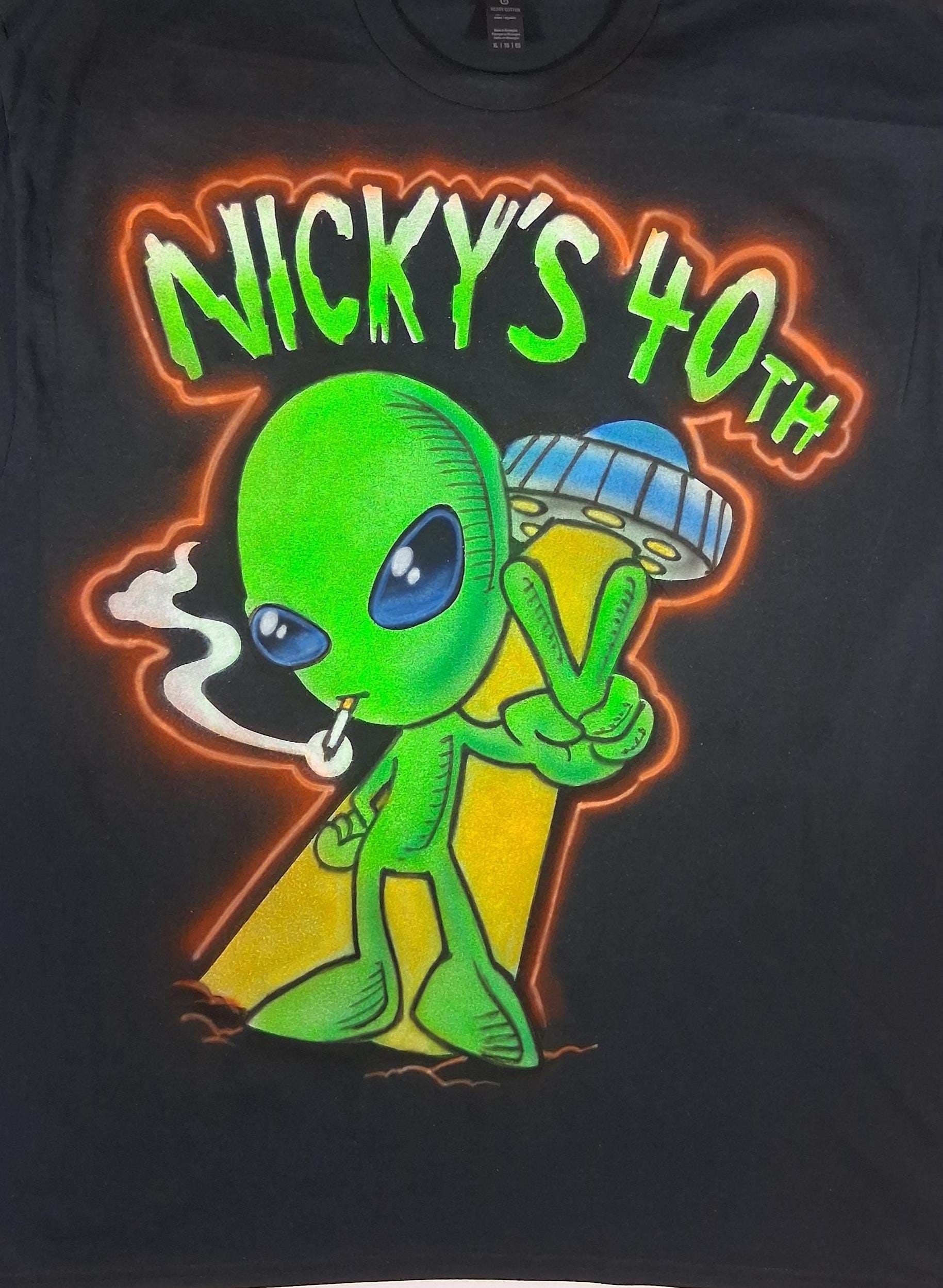 Alien Airbrush Shirt, Alien Shirt, UFO Airbrush Shirt, UFO