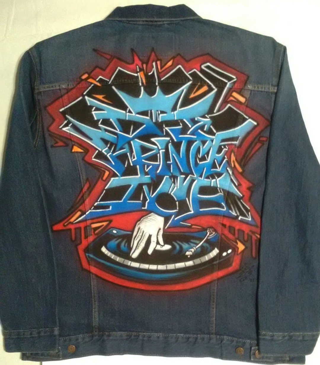 Hip Hop Airbrush Jean Jacket you Provide the Jacket, DJ Jacket, Airbrush Denim Jacket, Graffiti