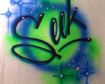 Custom Airbrush Name Shirt, 90s Throwback Style