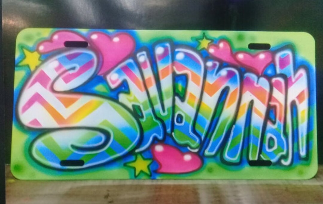 Airbrush Name Plate, Custom License Plate, Name Tag, Airbrush Tag
