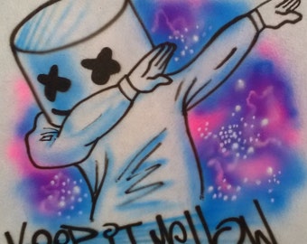 Marshmellow Airbrush Shirt, Marshmellow Shirt, DJ Marshmellow, Marshmellow Man, Custom Marshmellow Shirt, Marshmellow Birthday