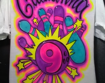 Airbrush Bowling Birthday Shirt: Custom Party Shirt