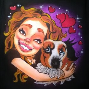 You With Your Pet, Custom Airbrush Shirt, Me and my Pet, Caricature Airbrush Hoodie, Two Faces on a Shirt, Dog Cat
