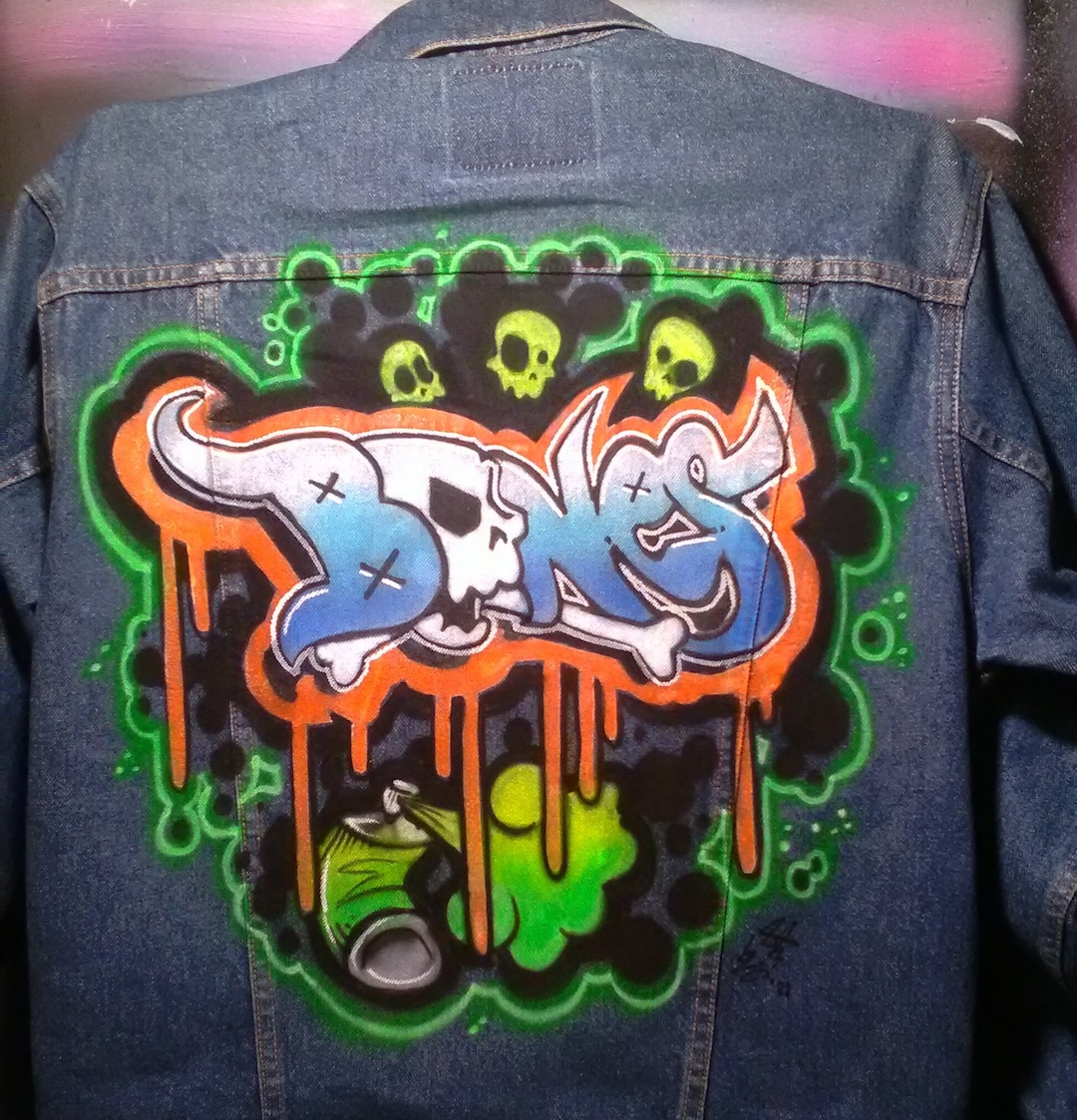 Graffiti Skull Airbrush Jean Jacket you Provide the Jacket, Spray Can ...