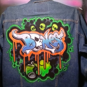 Custom Graffiti Skull Airbrush Denim Jacket (You Provide Jacket)