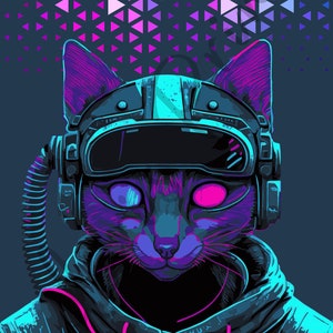 Cyber Cat Phone Wallpaper