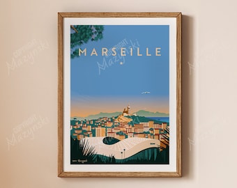 Affiche Voyage Marseille |  France Travel Poster | Poster Vintage marseille | marseille Wall art | Décoration Maison | Cadeau