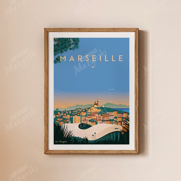 Affiche Voyage Marseille |  France Travel Poster | Poster Vintage marseille | marseille Wall art | Décoration Maison | Cadeau