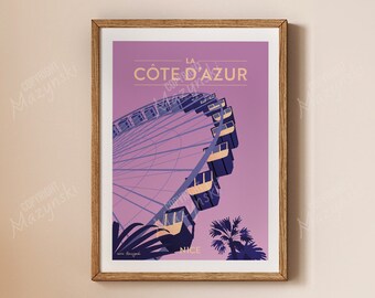 Affiche Voyage nice | Nice France Travel Poster | Poster Vintage Nice | Affiche côte d'azur | Nice Wall art | Décoration Maison | Cadeau