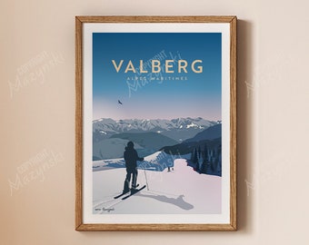 Affiche ski Valberg | Valberg France Travel Poster | Poster Vintage ski | ski Wall art | Décoration Maison | Cadeau