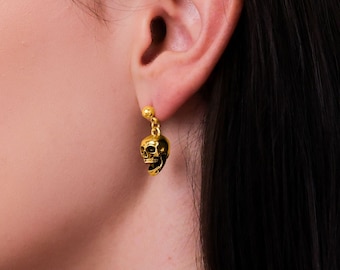 Skull Earrings, 18k gold plated, 316L stainless steel