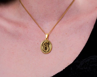 Cobra Pendant Necklace, 18k Gold Plated, 316L Stainless Steel, Gold Jewelry, Gift for Her, Gift for Him