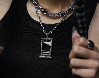 Gothic Guillotine Pendant Necklace, HOLOUX X STATEMENT, 316L Stainless Steel, Witchy Jewelry, Goth, Punk