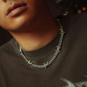 925 Sterling Silber Stacheldraht Kette, Gothic Schmuck, Gotik, Chunky, Halskette für Männer, Geschenk für Ihn