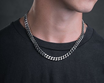 9mm Cuban Link Chain, 316L Stainless Steel, Chunky Necklace, Choker, Mens Chain, Punk Jewelry