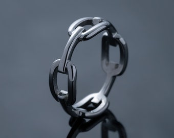 Chain Link Ring, 316L Stainless Steel, Mens Rings, Statement Jewelry, Gift for Him, Gift for Her