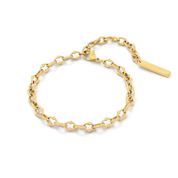 Gothic Spiked Chain Bracelet, 6mm Links, 18k Gold Plated, 316L