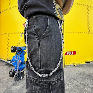 Barbed Wire Cuban Wallet Chain, 316L Stainless Steel, Punk Jewelry, Gothic, Grunge, Gift for Him