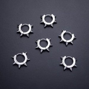 Spiked Hoop Earrings, 316L Stainless Steel, Grunge Jewelry, Gothic Earrings