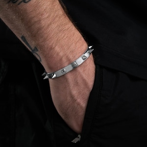 Spiked Cuff Bracelet 316L Stainless Steel Gothic Jewelry, Goth, Punk, Gift for Him