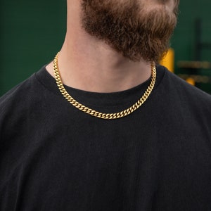 9mm Cuban Link Chain, 18k Gold Plated, 316L Stainless Steel, Mens Chain, Gold Jewelry, Gift for Him, Gift for Her