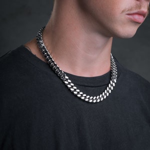 Chaîne à maillons cubaine de 11 mm, acier inoxydable 316L, gros collier, bijoux grunge, cadeau pour lui, punk image 2