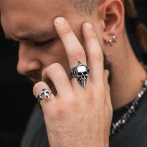 Bite The Bullet Skull Ring, 316L Stainless Steel, Chunky Rings, Punk Jewelry, Gothic, Grunge, Alt, Gift for Her, Gift for Him