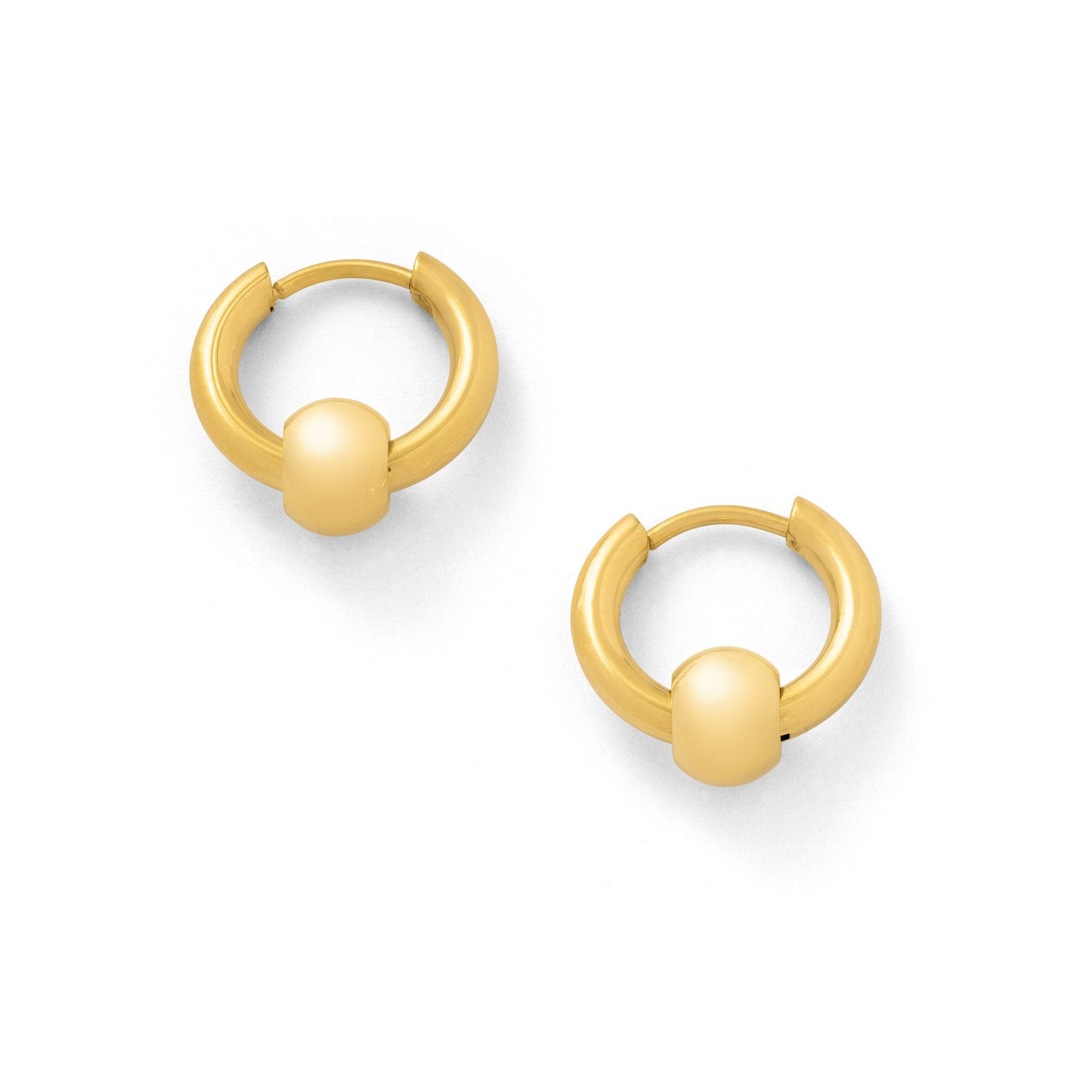 Ball Hoop Earrings, 18K Gold Plated, 316L Stainless Steel - Etsy