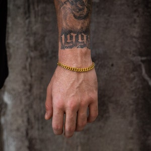 6mm Cuban Bracelet, 18K Gold Plated, 316L Stainless Steel, Cuban Link Chain, Bracelets for Men, Gift for Her, Gift for Him