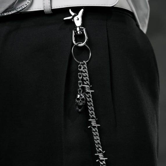 wallet chain 紐 Barbed Wire Cuban Wallet Chain, 316L Stainless Steel, Punk