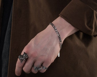 Bracelet chaîne Figaro, 6 mm, acier inoxydable 316L, cadeau pour lui, cadeau pour elle
