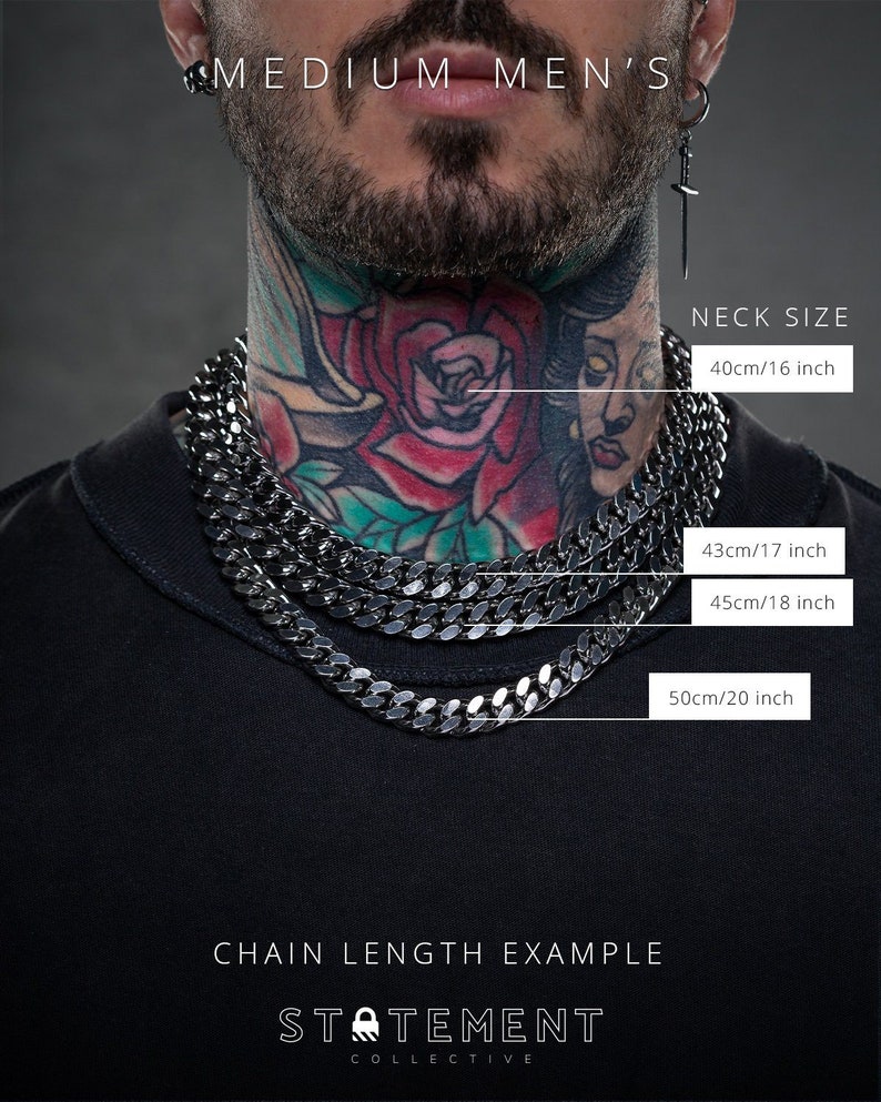 11mm Cuban Link Chain, 316L Stainless steel, chunky necklace, grunge jewelry, gift for him, punk image 5